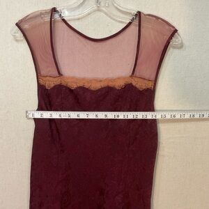 VTG vanity, fair burgundy, lace mesh slip dress, lingerie /size large A+ plus